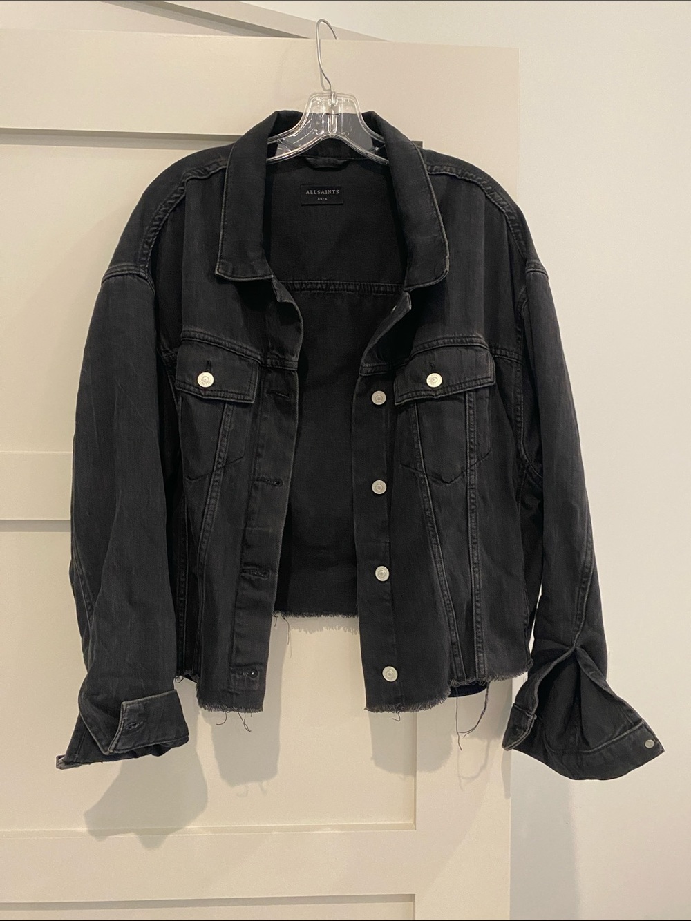 All Saints oversized black jean jacket. Size XS/S. Excellent condition